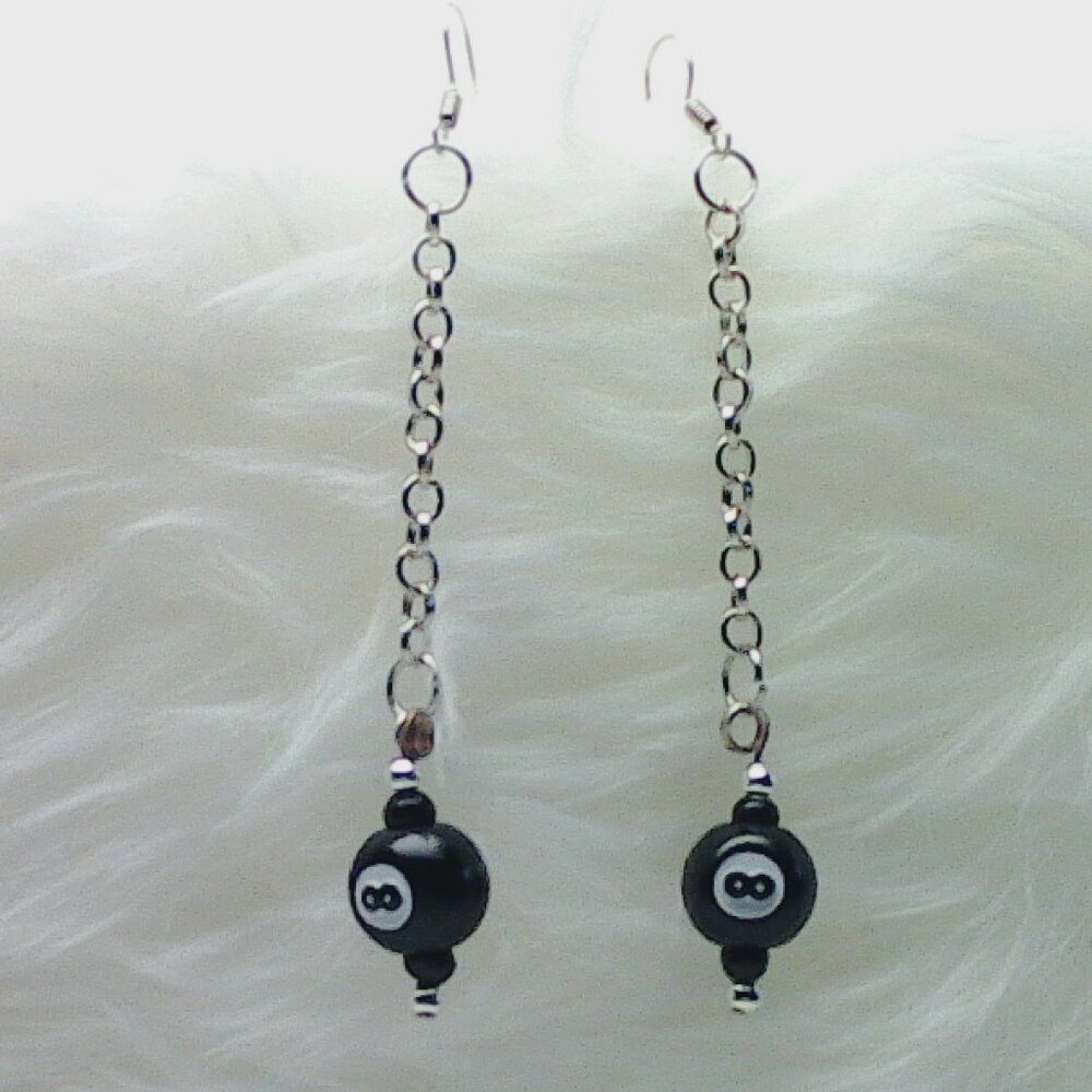 No 227 Handmade earrings with 10mm acrylic billiard balls